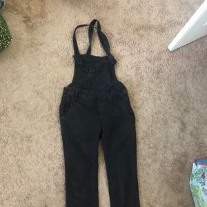 Black denim overalls